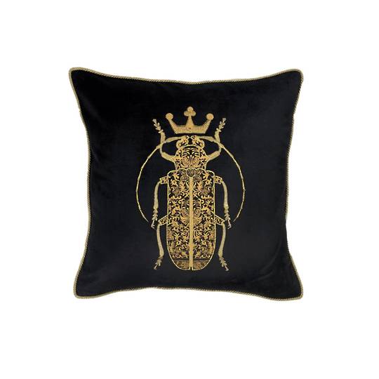 Sanctuary Cushion Cover - Hand Embroidered Velvet Beetle